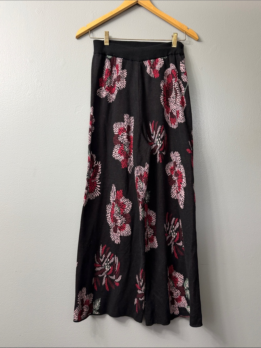 Anthropologie Laia Floral Intarsia Sweater Knit Wide Leg Pants xs - Picture 2 of 5